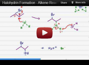 Halohydrin formation alkene reaction mechanism tutorial video