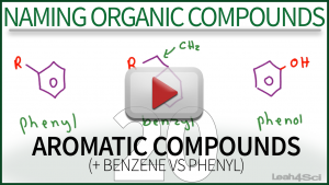 Naming Aromatic Compounds Benzene Phenyl Tutorial Leah4sci Orgo