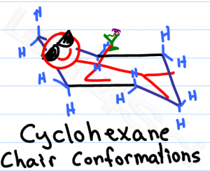 Drawing chair conformations and ring flips for cyclohexane