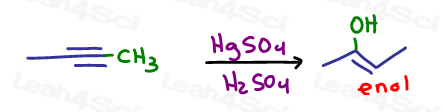 Now the carbon chaing is the right length so carry out the acid catalyzed hydration in synthesis