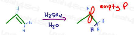 Empty P orbital Alkene Acid Catalyzed Hydration