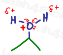 Water oxygen partial positive pulling electrons